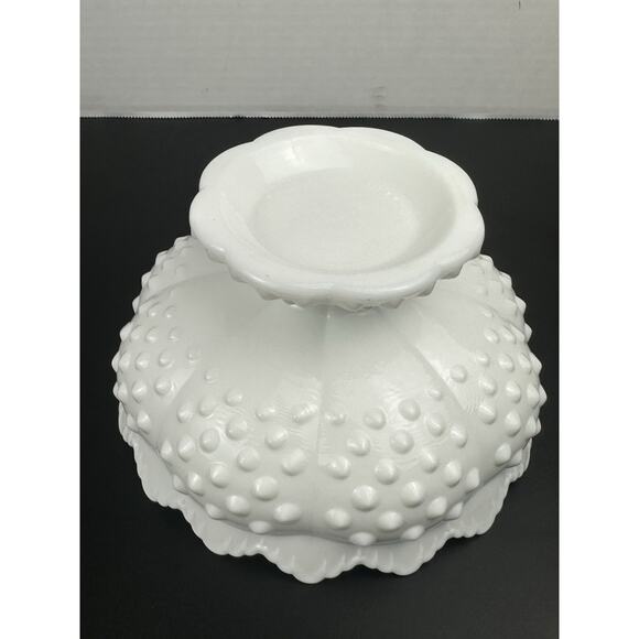 Vintage White Milk Glass Hobnail Pedestal Tapered 6 Candle Holder 7” - Picture 7 of 7